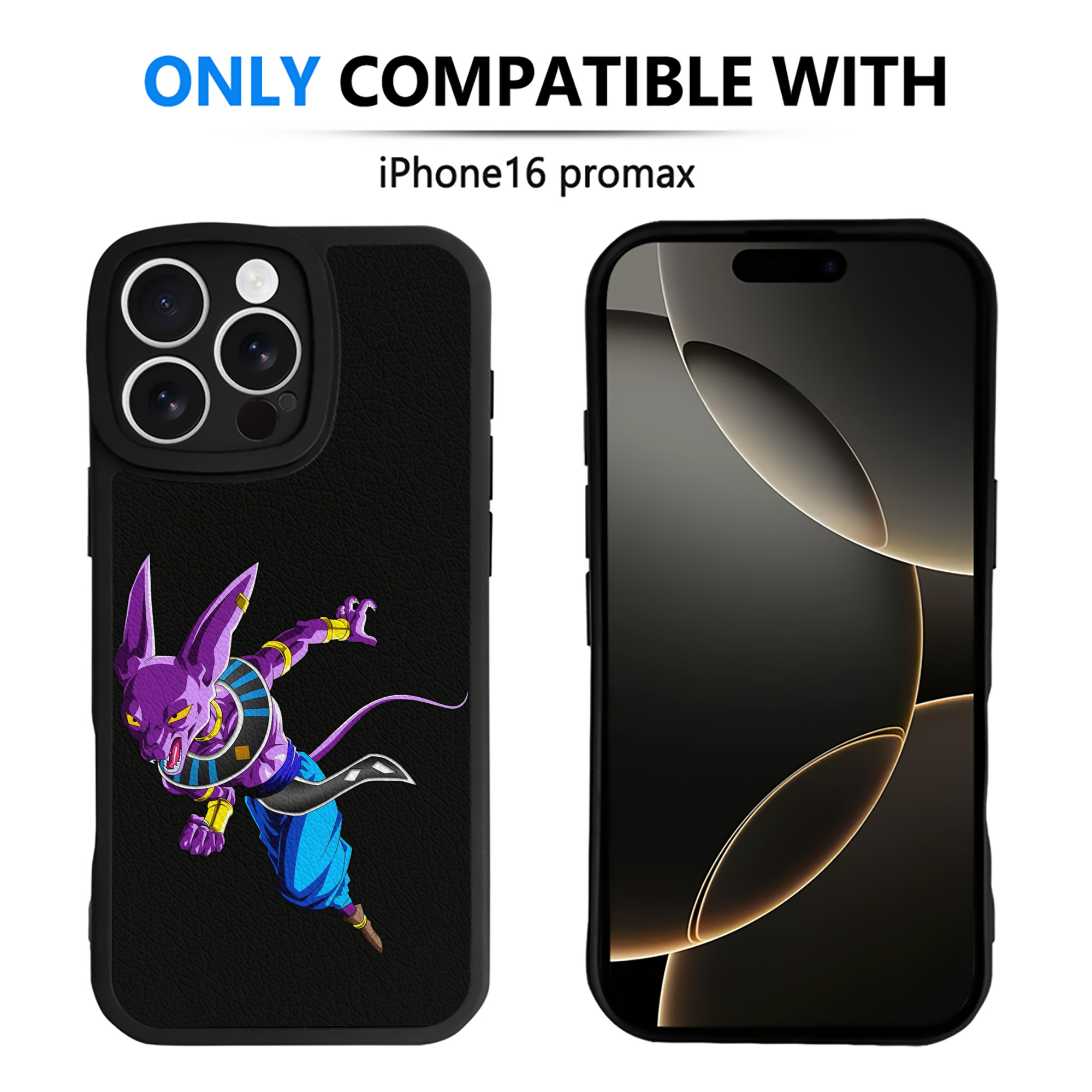 （画像用） ドラゴンボール ビルス 破壊神ビルス DRAGON BALL Beerus Birusu 【iPhone 16シリーズ対応】シリコンスマホケース（レザー調） 材質：シリコン